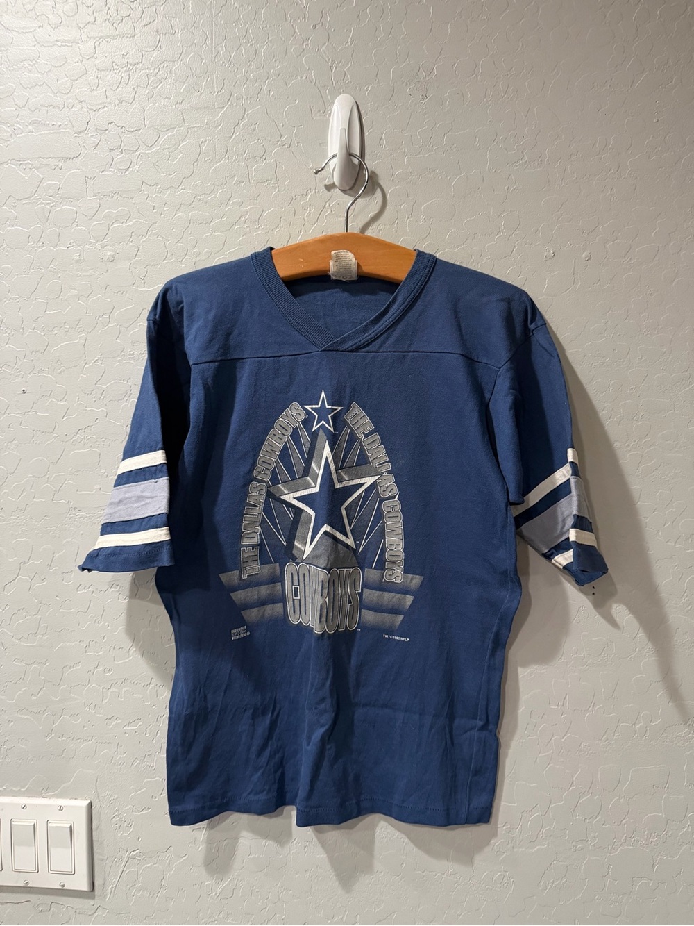 Vintage Scrimmage Dallas Cowboys Raglan Football Shirt Youth Large Bin 1
